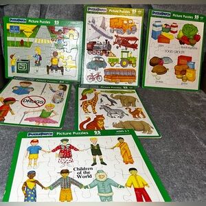 Puzzle Patch Lot of 6 Vintage Animals, Vehicles., Children Of World